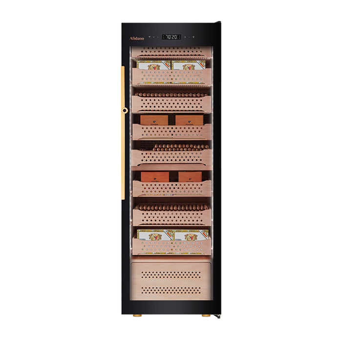 Afidano Humidor de cigarros eléctrico de 2200 unidades, control de temperatura y humedad y cajones de cedro español
