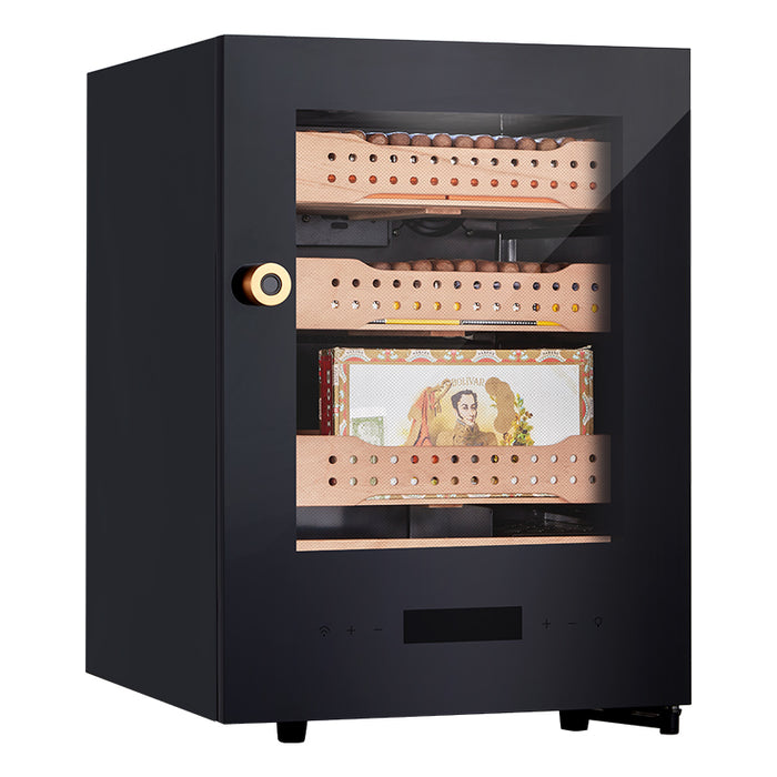 Afidano 400 Count Cigar Humidor Cabinet Exterior in Steel, Temperature and Humidity Control with Touch Panel