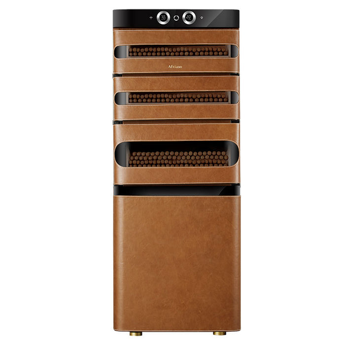 Afidano 1200 Ct Cigar Humidor, Temperature and Humidity Control with Classic Leather and Spanish Cedar Drawers