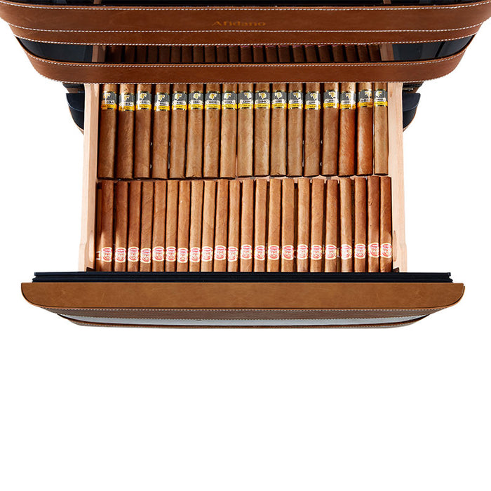 Humidor de puros Afidano de 1200 quilates, control de temperatura y humedad con cajones de cuero clásico y cedro español