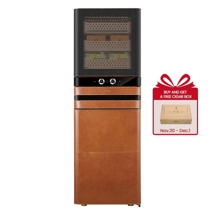 Cave à cigares Afidano 2200 Ct, contrôle de la température et de l'humidité avec tiroirs classiques en cuir et cèdre espagnol