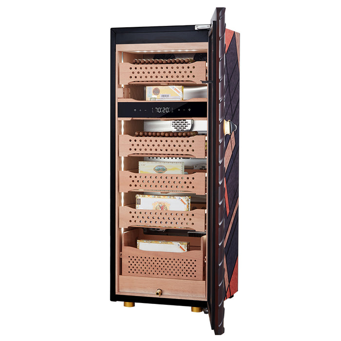 Afidano 1400 Ct Cigar Humidor Electric, Temperature and Humidity Control and Spanish Cedar Drawers