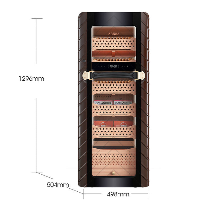 Afidano 1400 Ct Cigar Humidor Electric, Temperature and Humidity Control and Spanish Cedar Drawers