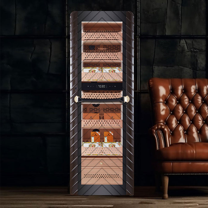 Afidano 2500 Ct Cigar Humidor Electric, Temperature and Humidity Control and Spanish Cedar Drawers