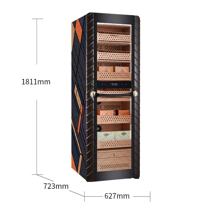 Afidano 2500 Ct Cigar Humidor Electric, Temperature and Humidity Control and Spanish Cedar Drawers